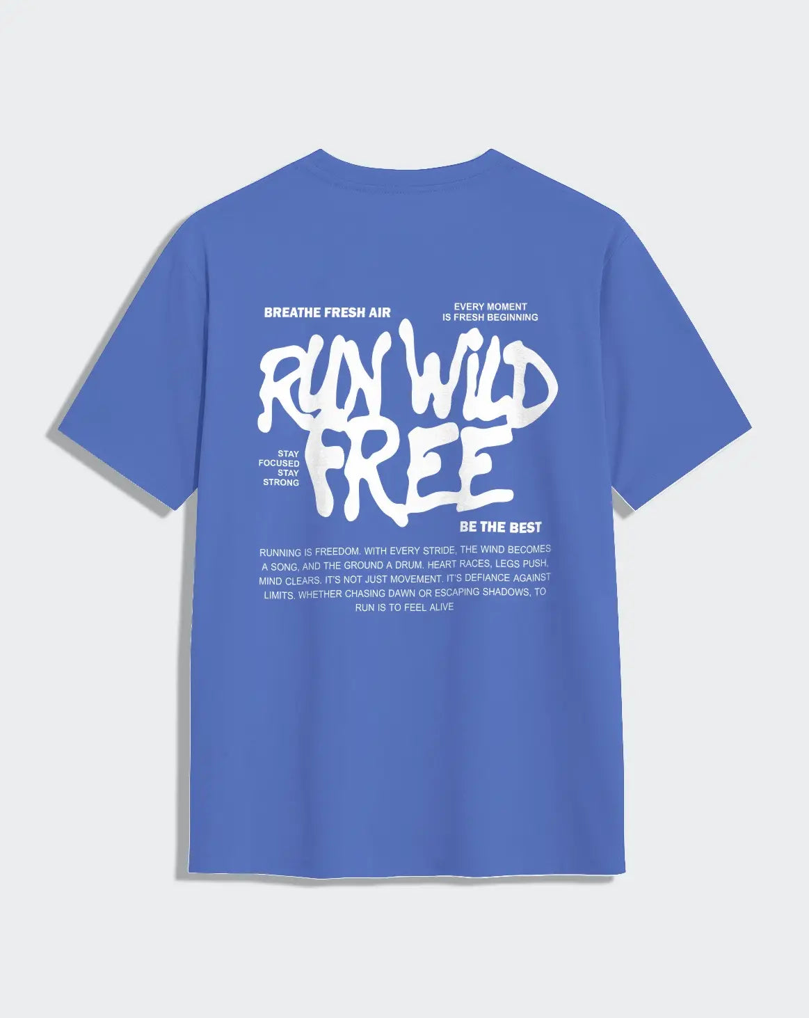 Camiseta azul unisex RUN