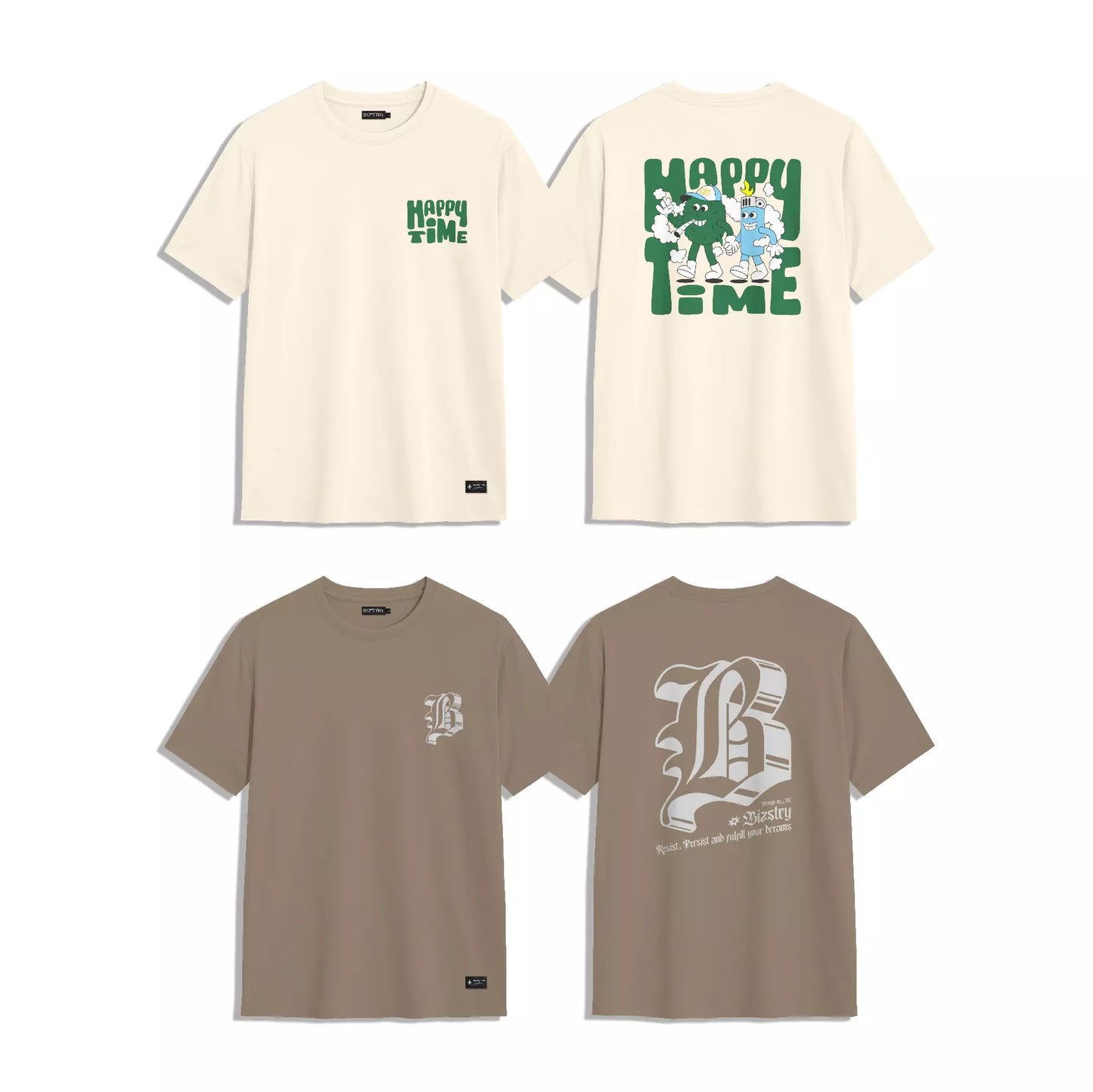 PACK 4 CAMISETAS PREMIUM (BEIGE, CHOCOLATE, NEGRO, BLANCO)