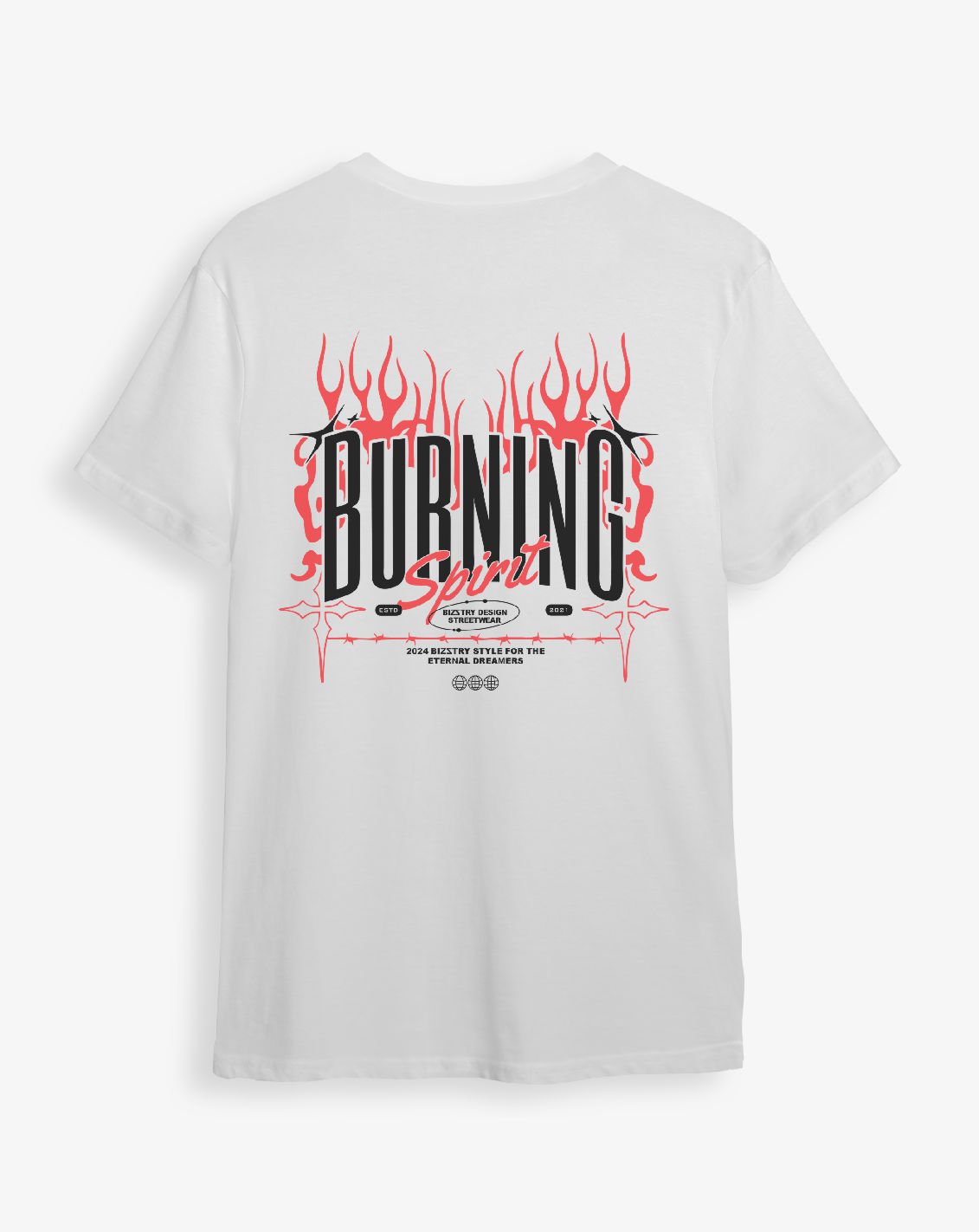 Camiseta blanca unisex BURNING