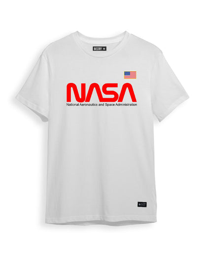 Camiseta blanca Unisex NASA FLAG