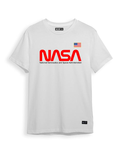 Camiseta blanca Unisex NASA FLAG