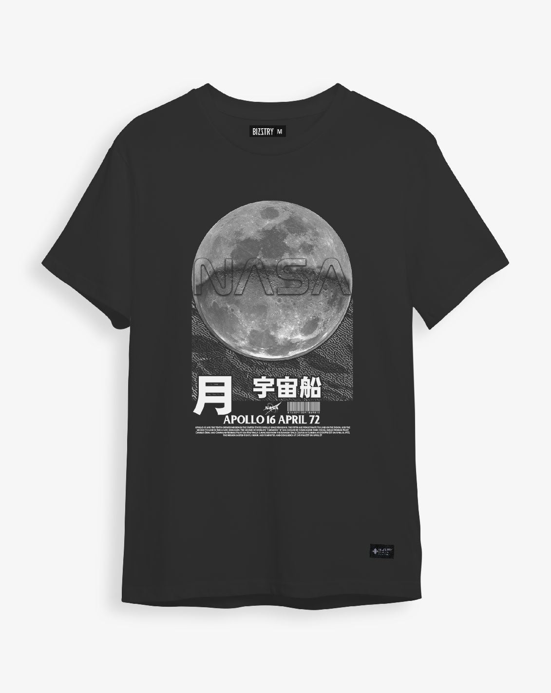 Camiseta negra unisex NASA APOLO