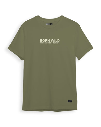 Camiseta verde Unisex BORN WILD