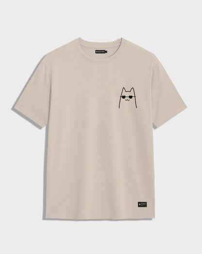 Camiseta capuccino unisex CAT SUNGLASS