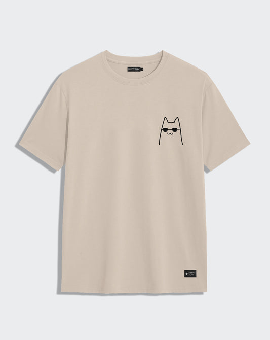 Camiseta capuccino unisex CAT SUNGLASS