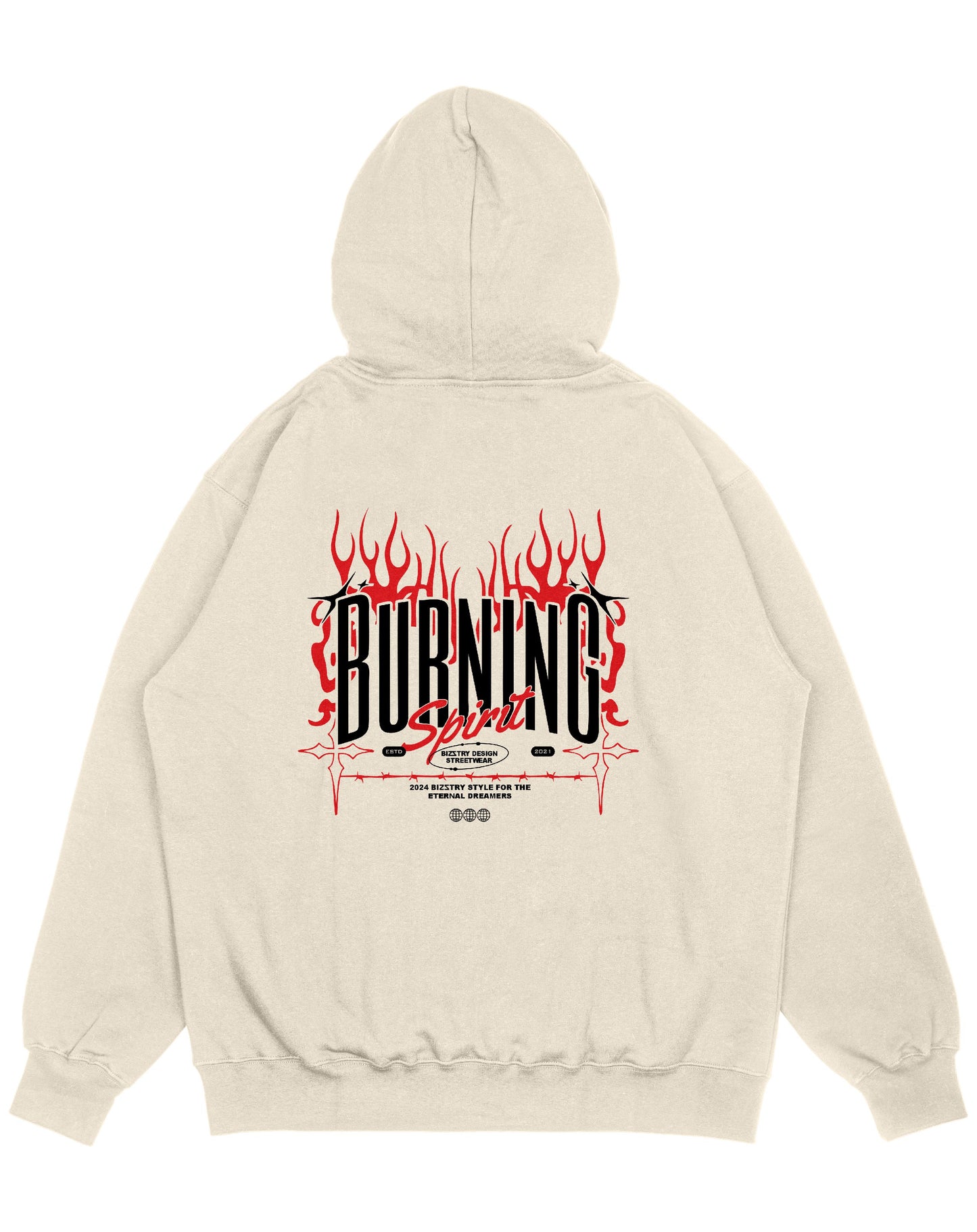 Hoodie beige OVERSIZE Unisex Burning