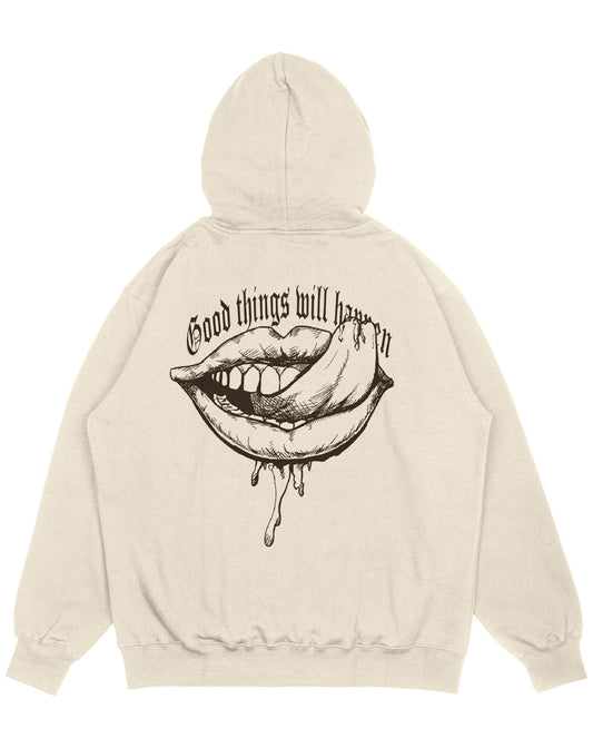 Hoodie beige OVERSIZE Unisex Good Things