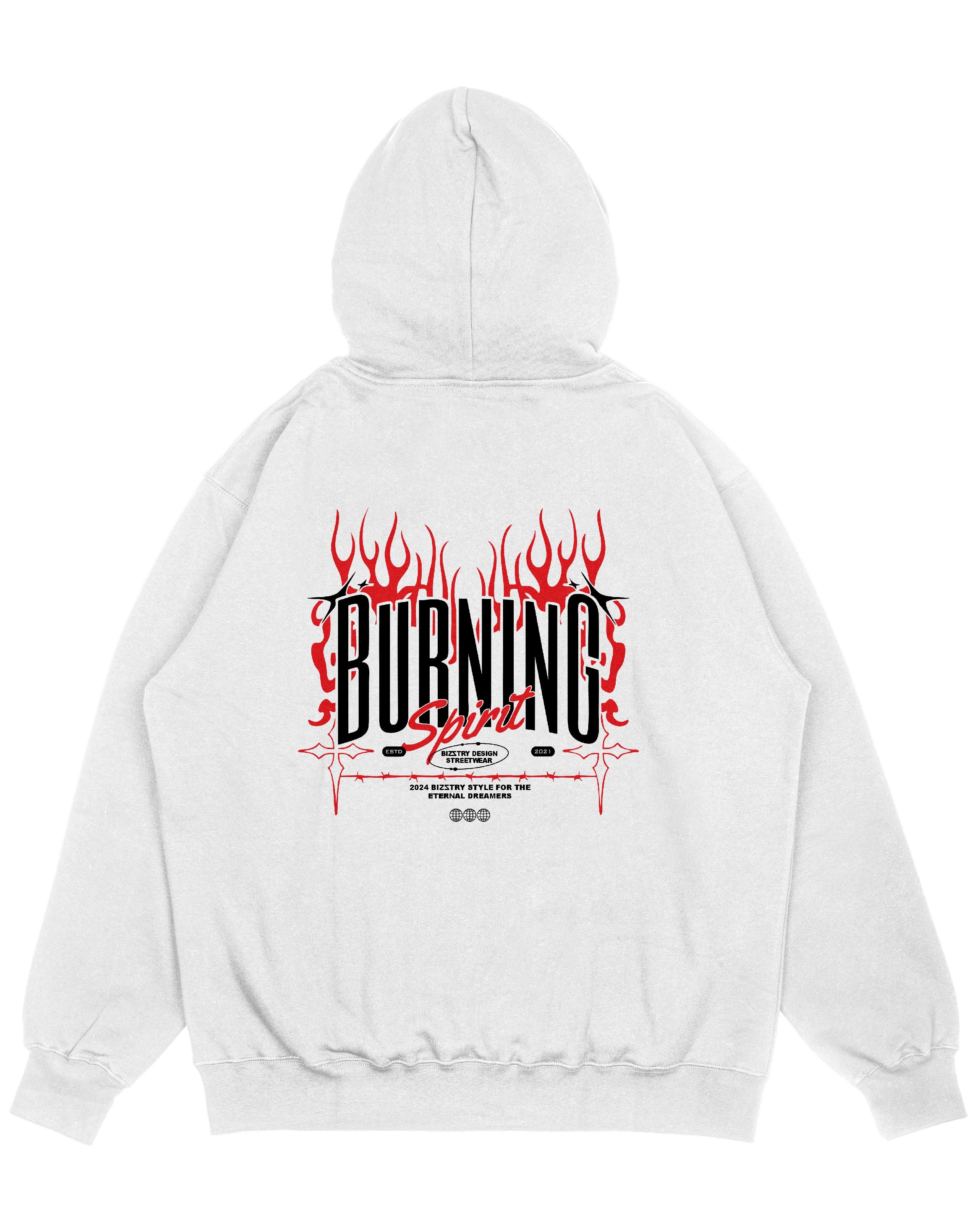 Hoodie blanco OVERSIZE Unisex Burning