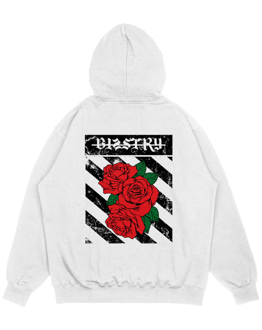 Hoodie blanco OVERSIZE Unisex Rosa Bizstry