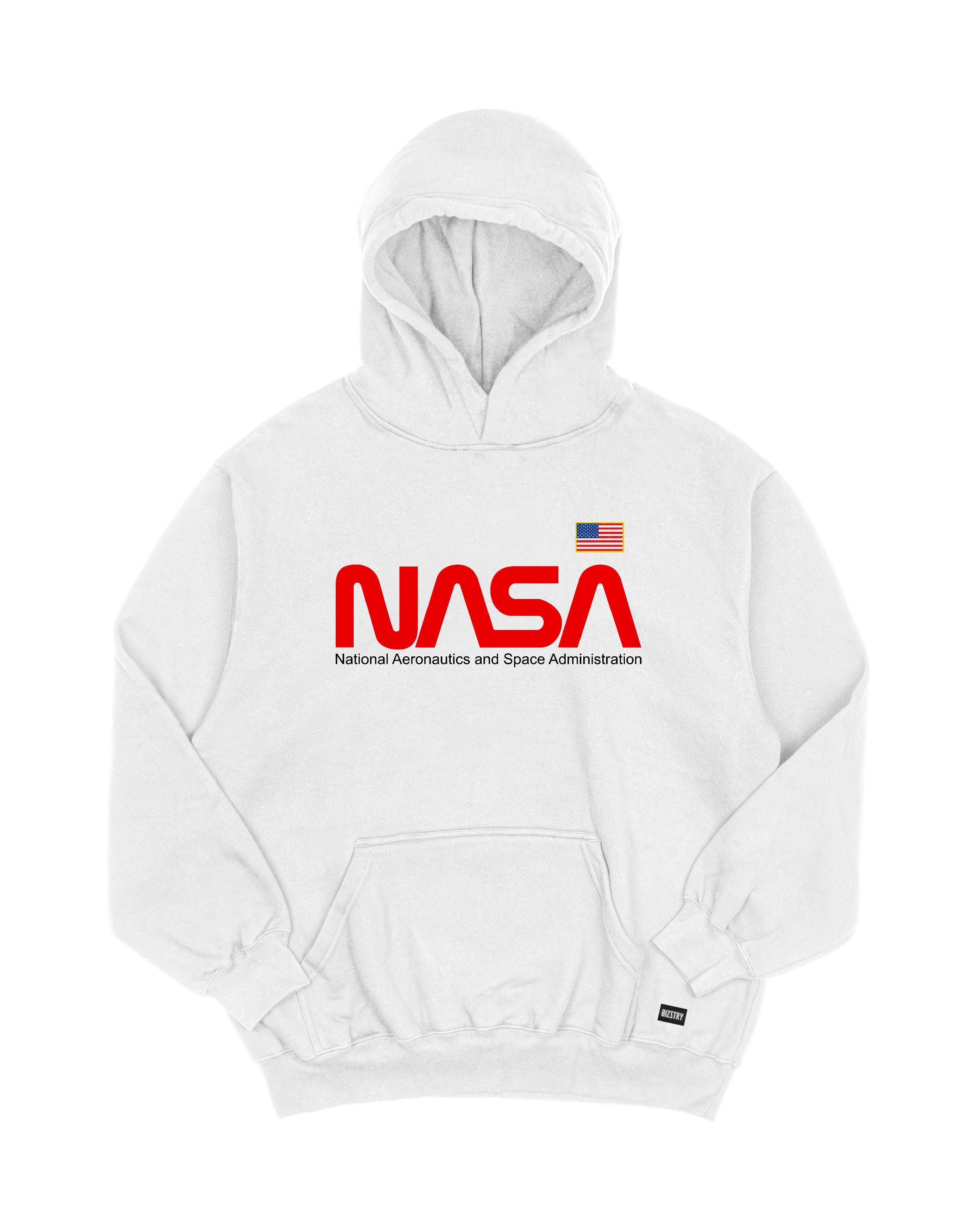 Hoodie blanco OVERSIZE Unisex Nasa Flag