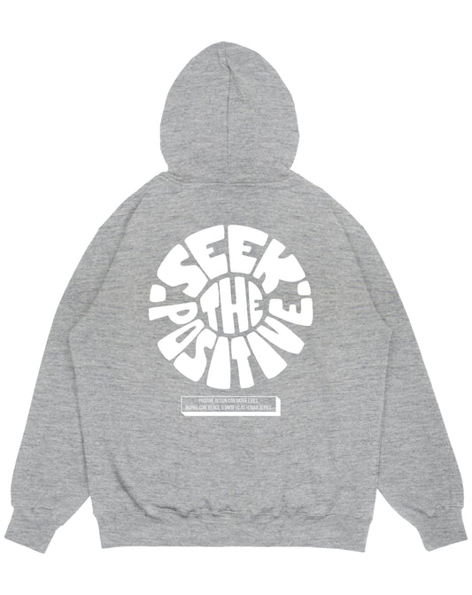 Hoodie gris jaspe OVERSIZE Unisex Seek white