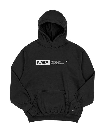 Hoodie negro OVERSIZE Unisex Nasa Crew