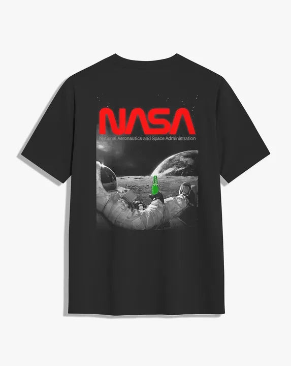Camiseta negra unisex roja NASA RELAX