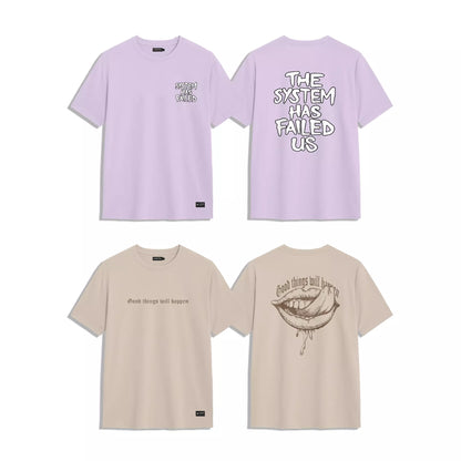 PACK 4 CAMISETAS PREMIUM (LILA, CAPUCCINO, BLANCO, NEGRO)