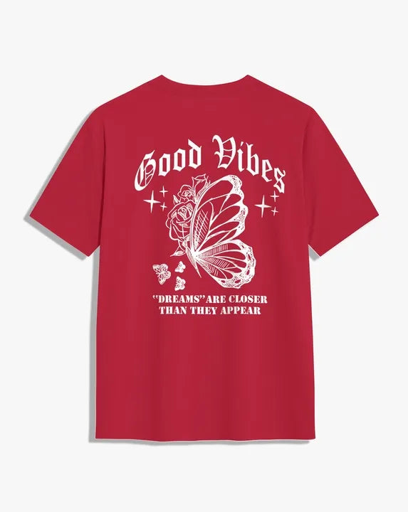 Camiseta unisex roja GOOD VIBES
