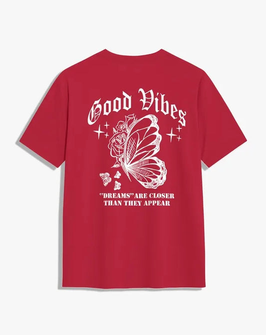 Camiseta unisex roja GOOD VIBES