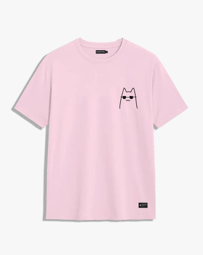 Camiseta rosa unisex CAT SUNGLASS