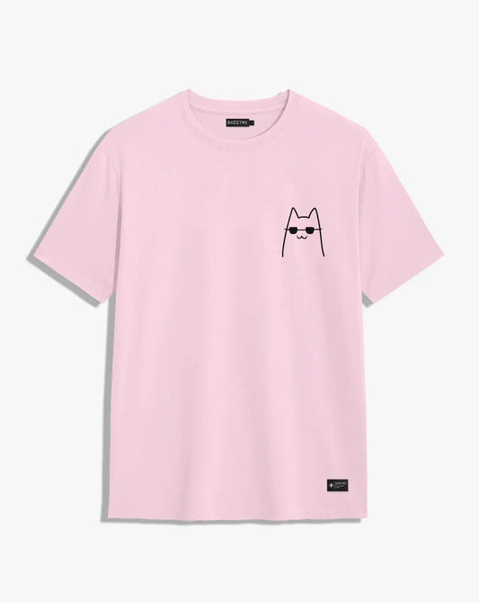 Camiseta rosa unisex CAT SUNGLASS