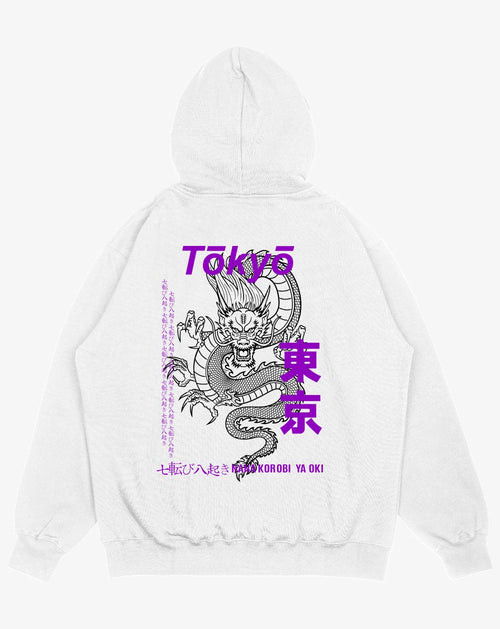 Sudadera unisex blanca DRAGON TOKYO